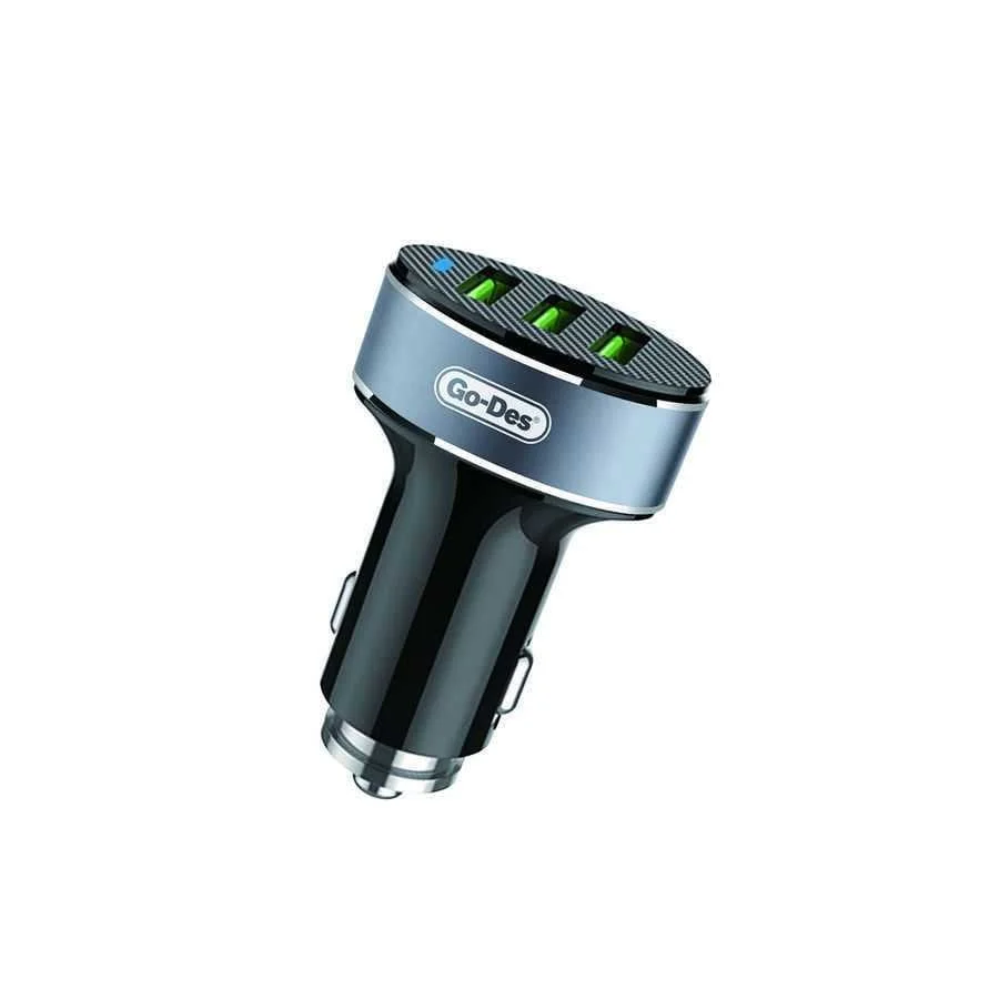 Go Des GD-CC206 3 Usb Led Lighted Metal Car Charger Head 3.6A
