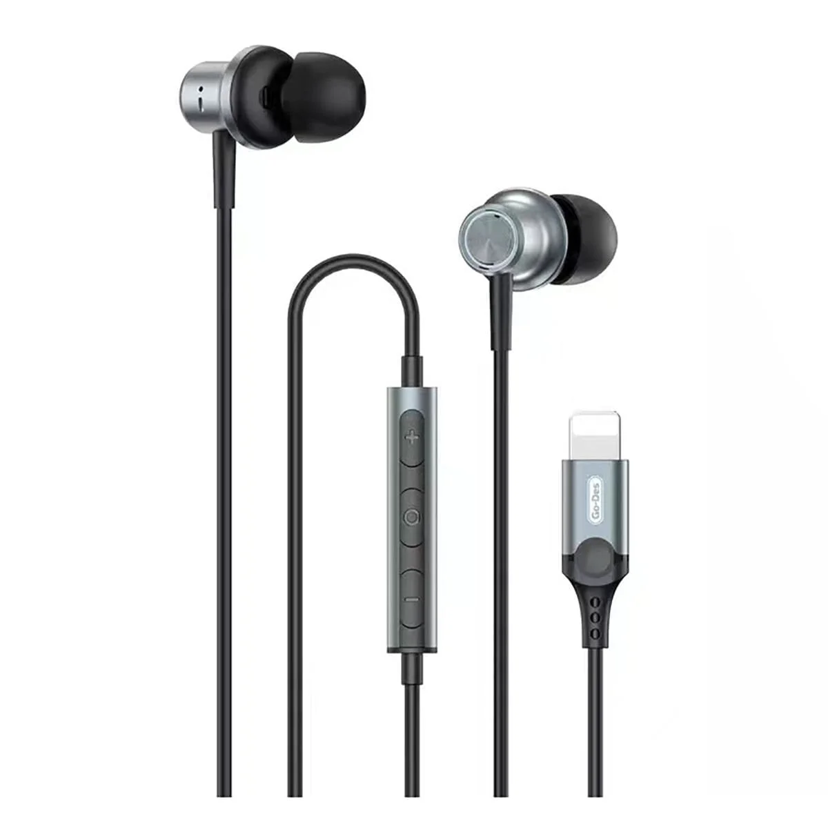 Go Des GD-EP313 Earbuds Wired Lightning Plug and Play Stereo Headphones