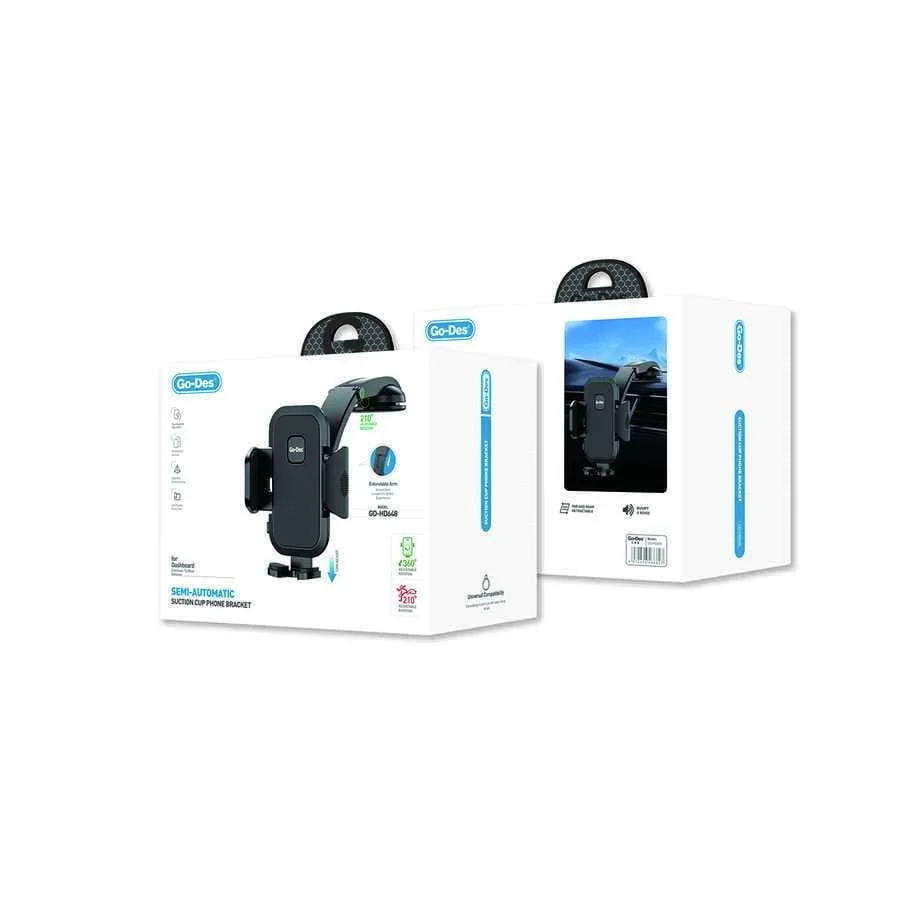 Go Des GD-HD648 Car Phone Holder 360 Rotating Head Suction Cup Design - Image 2