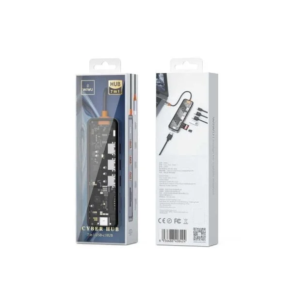 Wiwu CB007 Cyber ​​7 in 1 Type-C Hub 10W Charging Supported Transparent Looking Sd Card-Hdmi-Usb Reproductive - Image 2