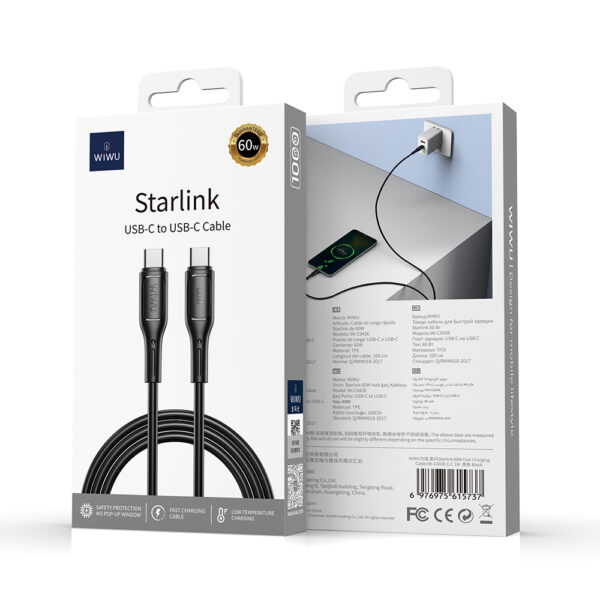 Wiwu Wi-C043E C-C Starlink 60W USB-C to USB-C Fast Charging and Data Transfer Cable - Image 4