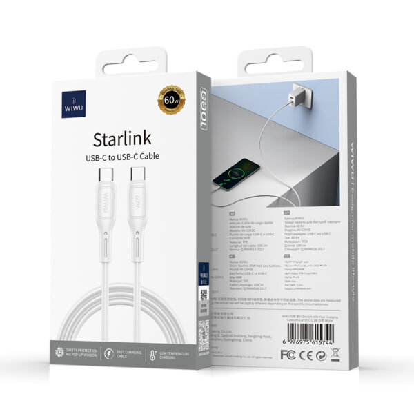 Wiwu Wi-C043E C-C Starlink 60W USB-C to USB-C Fast Charging and Data Transfer Cable - Image 3