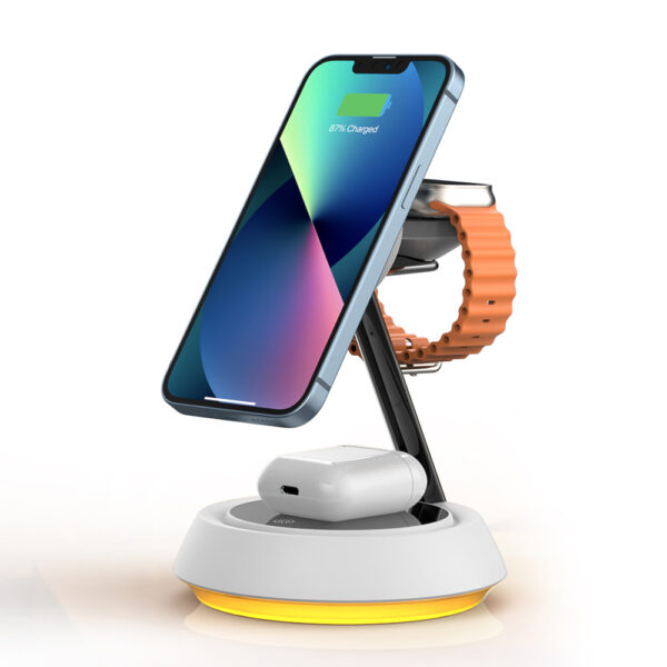 Wiwu Wi-W002 3in1 Magnetic Wireless Charging Stand with Fast Charging - Image 5