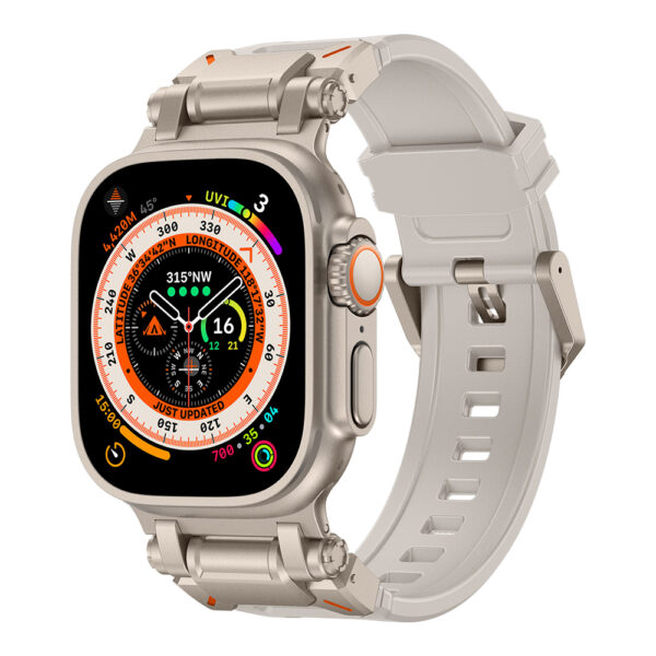 Apple Watch Ultra 49mm Zore KRD-101 Titanium Metal Head Silicone Band - Image 6