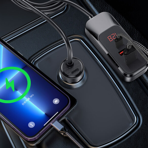 Wiwu Wi-QC015 Extend Series Dual Type-C + Dual USB-A Fast Charging External Port Car Charger 120W (Copy) - Image 2