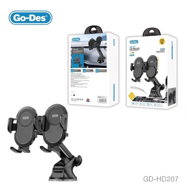 Go-Des GD-HD207 Dual Phone Holder Car Bracket